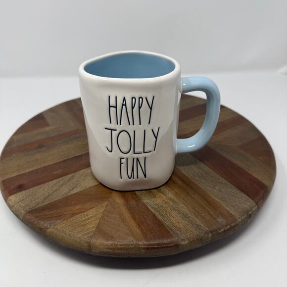 Rae Dunn HAPPY JOLLY FUN Snowman Mug Holiday Cozy Christmas Decor Collectible - Picture 6 of 9